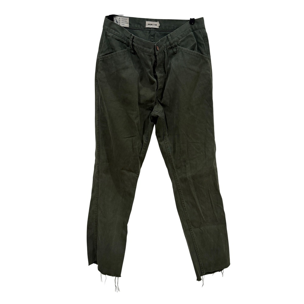 Taylor Stitch Tuff Duck Pants Olive Green Hemp Blend Raw Hem Size 34